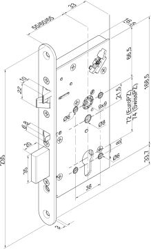 Serrure de sécurité avec béquille contrôlée 709X702PZ