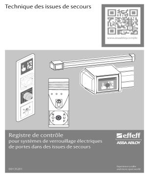 Livret de contrôle Verrouillage des issues de secours